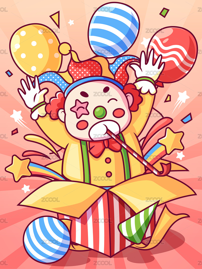 小丑从礼物箱子里面蹦出来矢量插画（主预览-6156918） - 未分类 - 站酷设计师SA九五二七原创素材 - 站酷ZCOOL