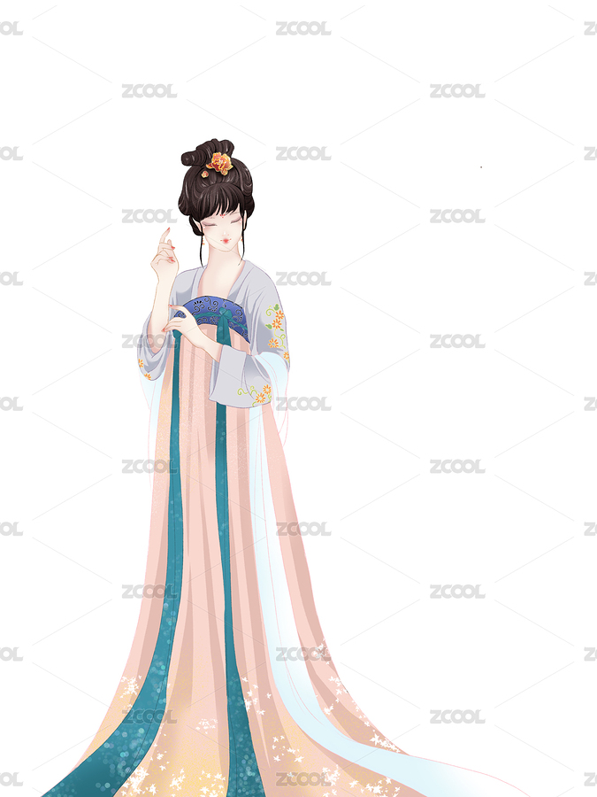 簪花仕女图之着齐胸襦裙的汉服少女（主预览-4449626） - 未分类 - 站酷设计师六咩咩原创素材 - 站酷ZCOOL