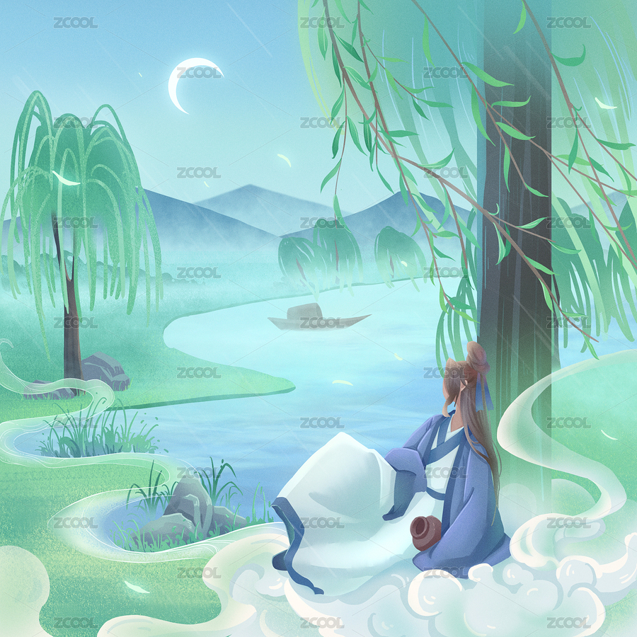 晓风残月江边送别诗酒系列主题插画（主预览-8878118） - 未分类 - 站酷设计师疏影sy原创素材 - 站酷ZCOOL