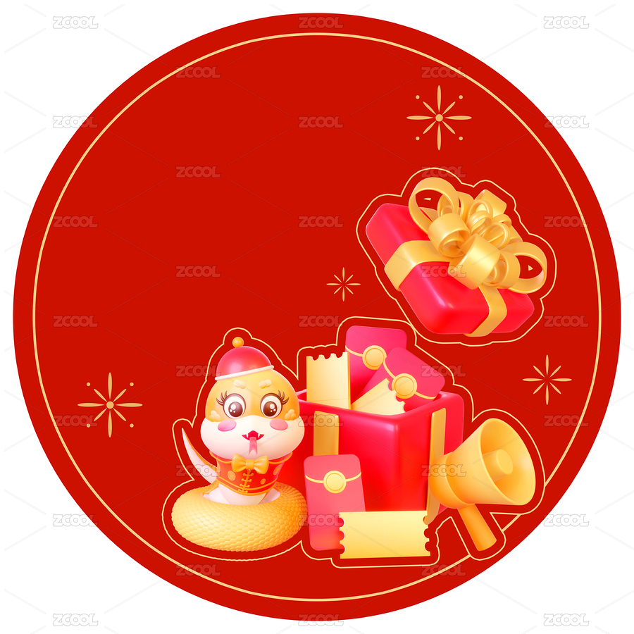 红金色金蛇蛇年新春佳节庆典3d立体插画（主预览-8901935） - 未分类 - 站酷设计师monster蓝原创素材 - 站酷ZCOOL