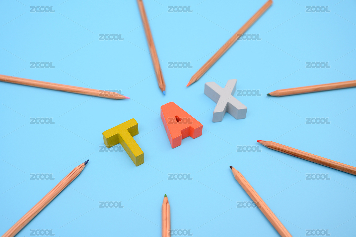 蓝色背景上用积木组成的税收单词和一些文具（主预览-7470528） - 未分类 - 站酷设计师Foto貓原创素材 - 站酷ZCOOL