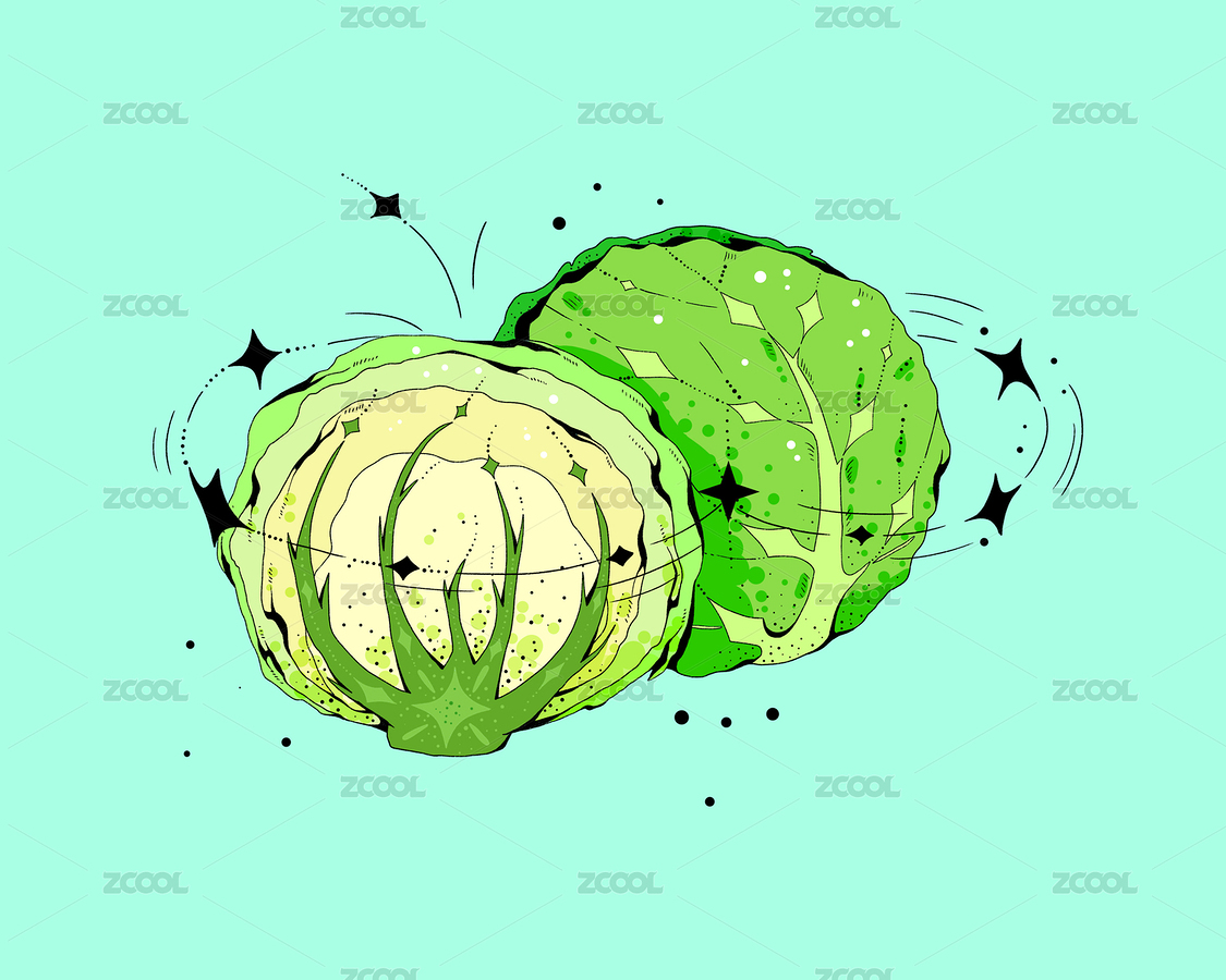 小清新蔬果卷心菜星星創(chuàng)意插畫（主預(yù)覽-10329409） - 未分類 - 站酷設(shè)計師滴1滴原創(chuàng)素材 - 站酷ZCOOL