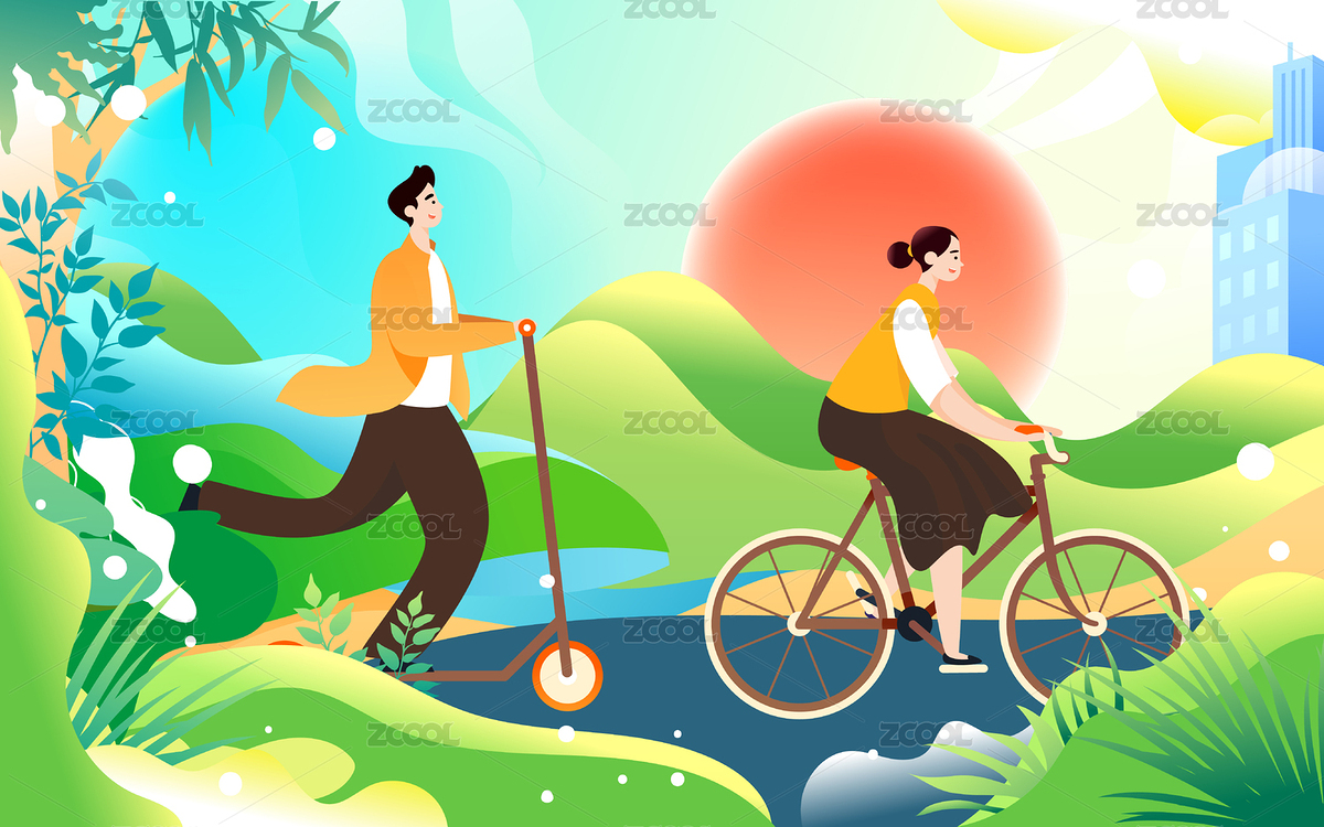 世界騎行日人物騎自行車健身運(yùn)動(dòng)出行插畫（主預(yù)覽-8553695） - 未分類 - 站酷設(shè)計(jì)師熊伍_原創(chuàng)素材 - 站酷ZCOOL