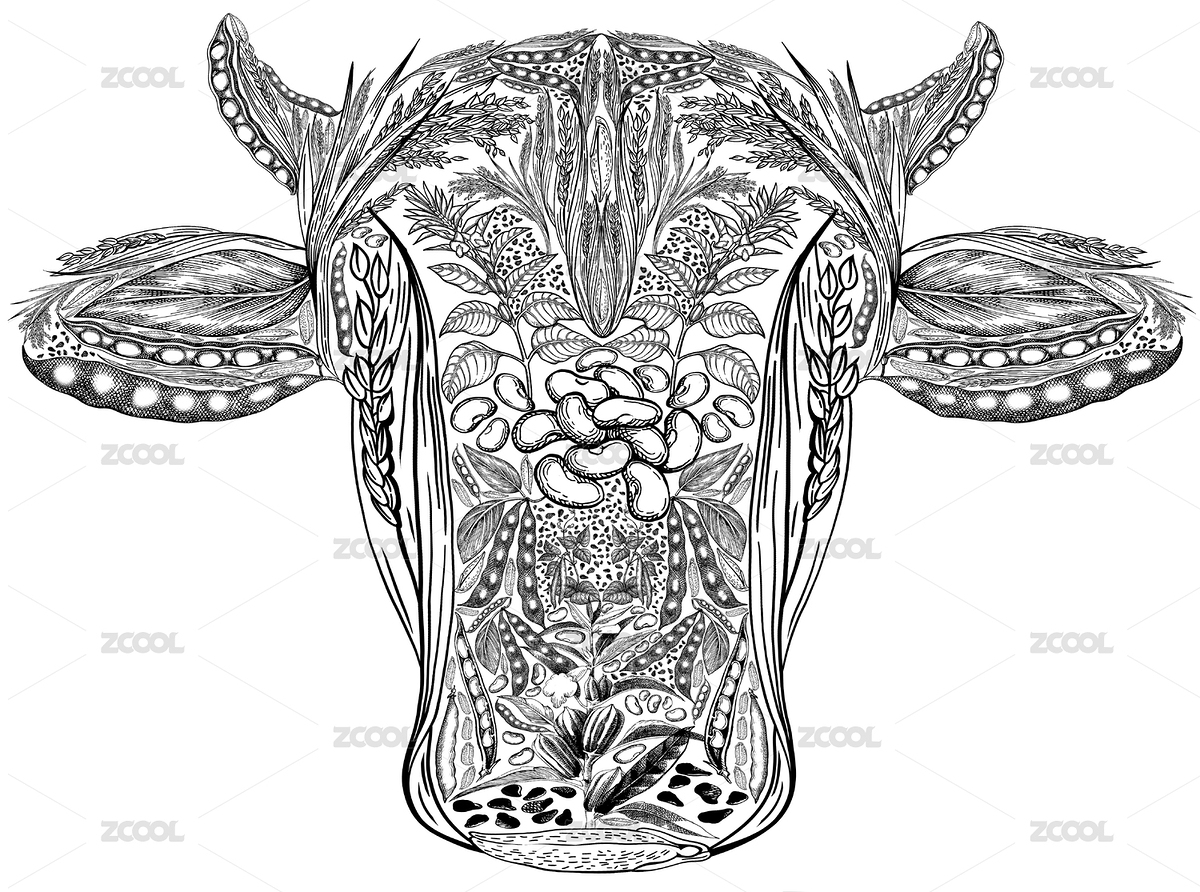 五谷雜糧組成的牛頭（主預覽-4500389） - 未分類 - 站酷設計師牧狼人Zack原創(chuàng)素材 - 站酷ZCOOL