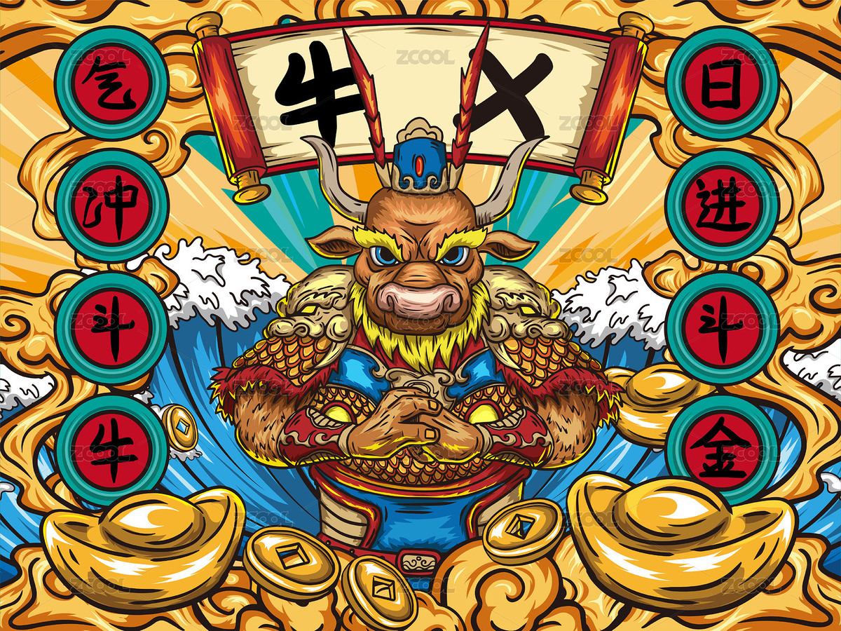 矢量牛年新年国潮插画（主预览-5796917） - 未分类 - 站酷设计师jimmywalker原创素材 - 站酷ZCOOL