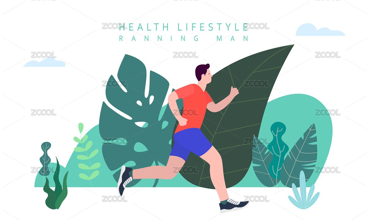 在公園里跑步的男性，矢量場景插畫，健康生活方式的概念（主預(yù)覽-8226327） - 未分類 - 站酷設(shè)計(jì)師zia5412原創(chuàng)素材 - 站酷ZCOOL