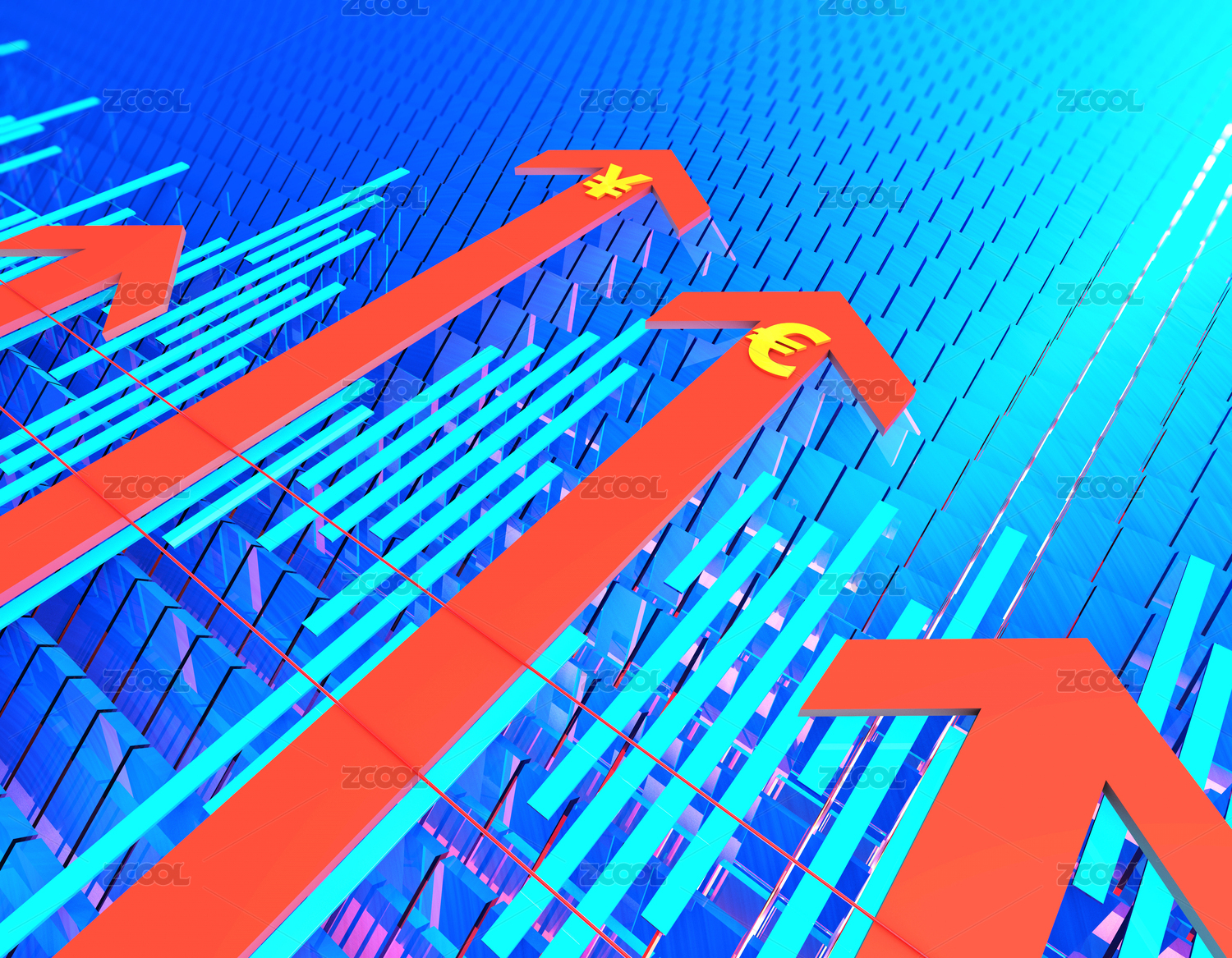 金融股市信息图表，经济竞争与合作对抗，互赢与团队，人民币与欧元