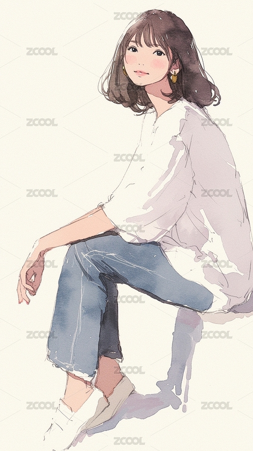 人物插畫女孩現(xiàn)代人物（主預(yù)覽-4125219） - 未分類 - 站酷設(shè)計(jì)師智啟萬(wàn)物原創(chuàng)素材 - 站酷ZCOOL