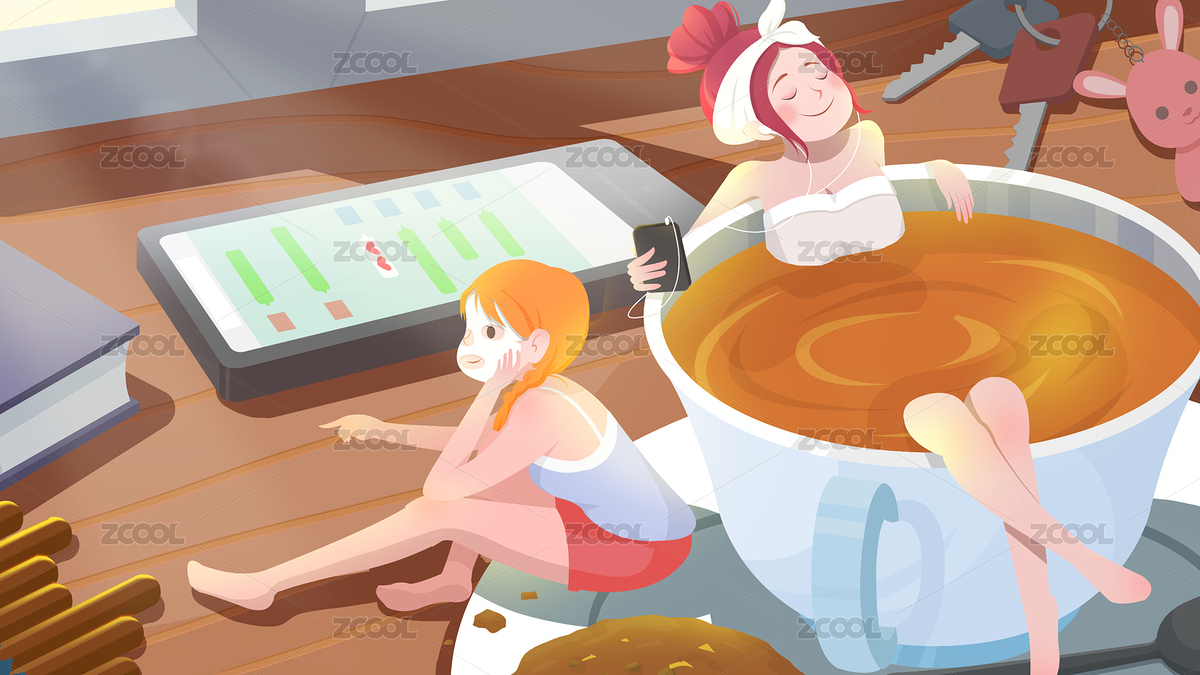 小人国闺蜜温馨午后插画咖啡养生（主预览-4063340） - 未分类 - 站酷设计师Cara丫丫原创素材 - 站酷ZCOOL