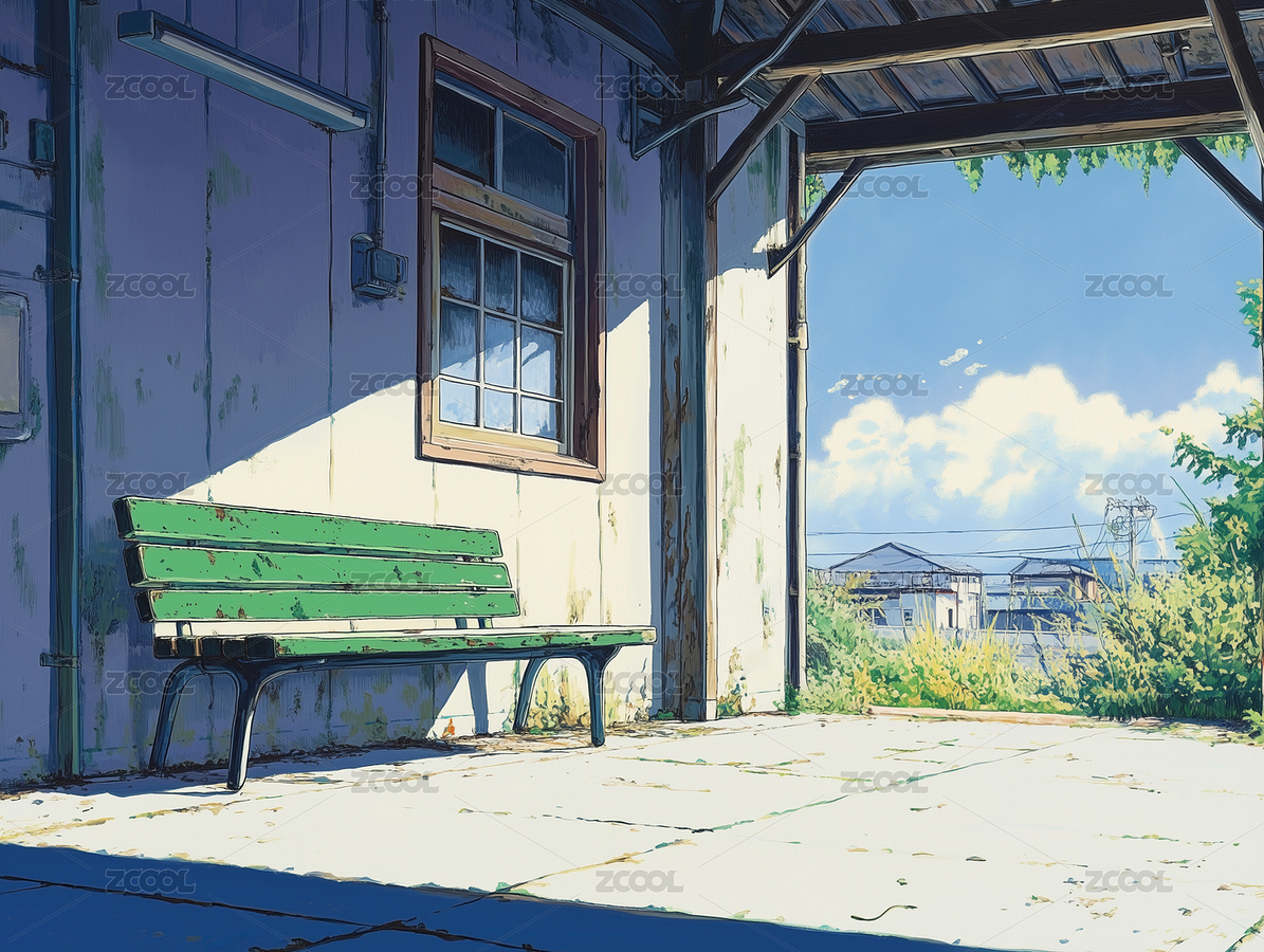 復(fù)古日漫 陽(yáng)光下的長(zhǎng)椅（主預(yù)覽-9008053） - 未分類 - 站酷設(shè)計(jì)師玻璃罐子owo原創(chuàng)素材 - 站酷ZCOOL