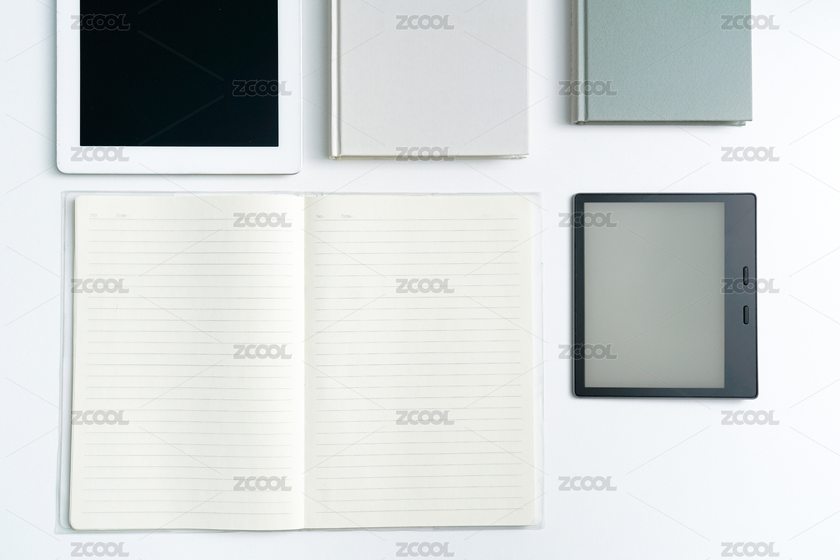 書和筆記本以及平板電腦電子書放在白色桌面（主預(yù)覽-7939719） - 未分類 - 站酷設(shè)計師calvin99原創(chuàng)素材 - 站酷ZCOOL