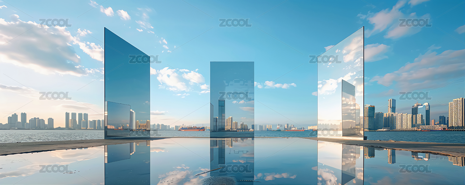 极简白色建筑三维空场景