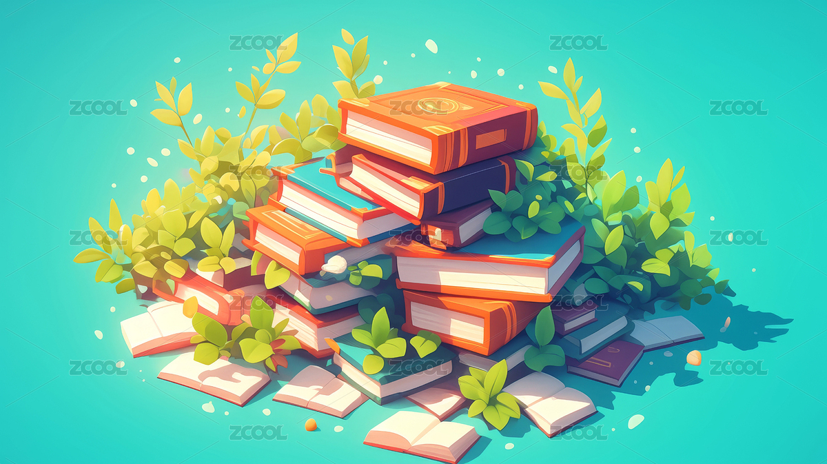 书籍卡通场景（主预览-6006932） - 未分类 - 站酷设计师AIGC艺术设计原创素材 - 站酷ZCOOL
