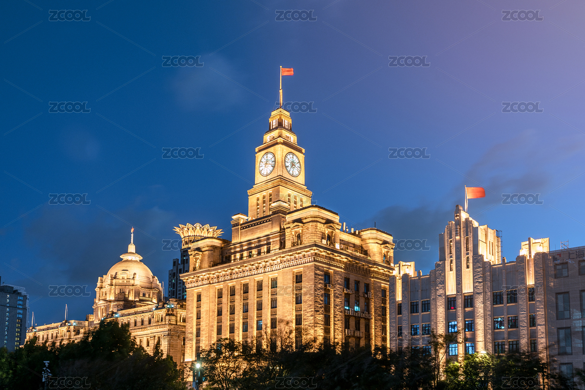 上海浦西外灘海關(guān)鐘樓和平飯店建筑夜景全貌（主預(yù)覽-5459433） - 未分類 - 站酷設(shè)計(jì)師gelinxd原創(chuàng)素材 - 站酷ZCOOL