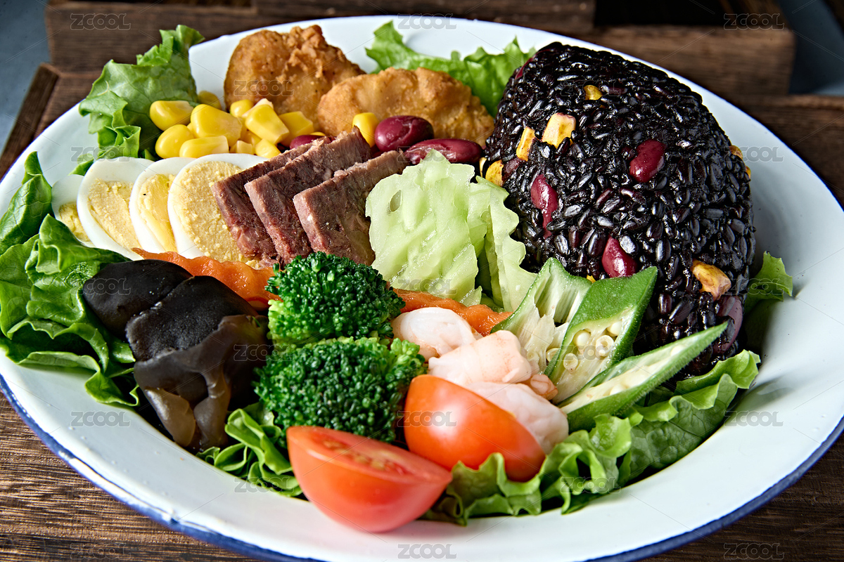 紫米雜糧飯為主的輕食健康減脂餐（主預(yù)覽-12697420） - 未分類 - 站酷設(shè)計師藍(lán)太陽TNT原創(chuàng)素材 - 站酷ZCOOL