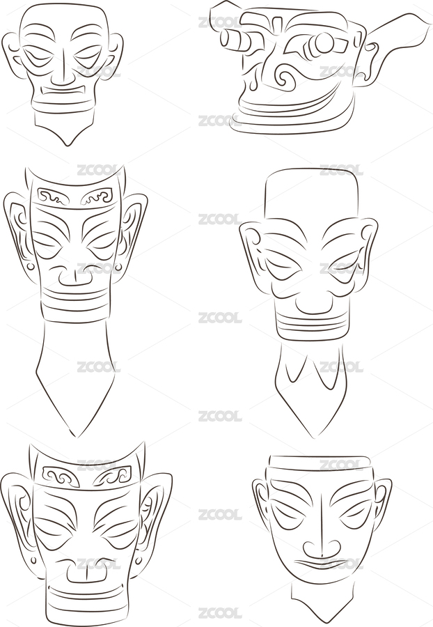 三星堆圖案線描（主預(yù)覽-7907683） - 未分類 - 站酷設(shè)計師rainbowcat原創(chuàng)素材 - 站酷ZCOOL