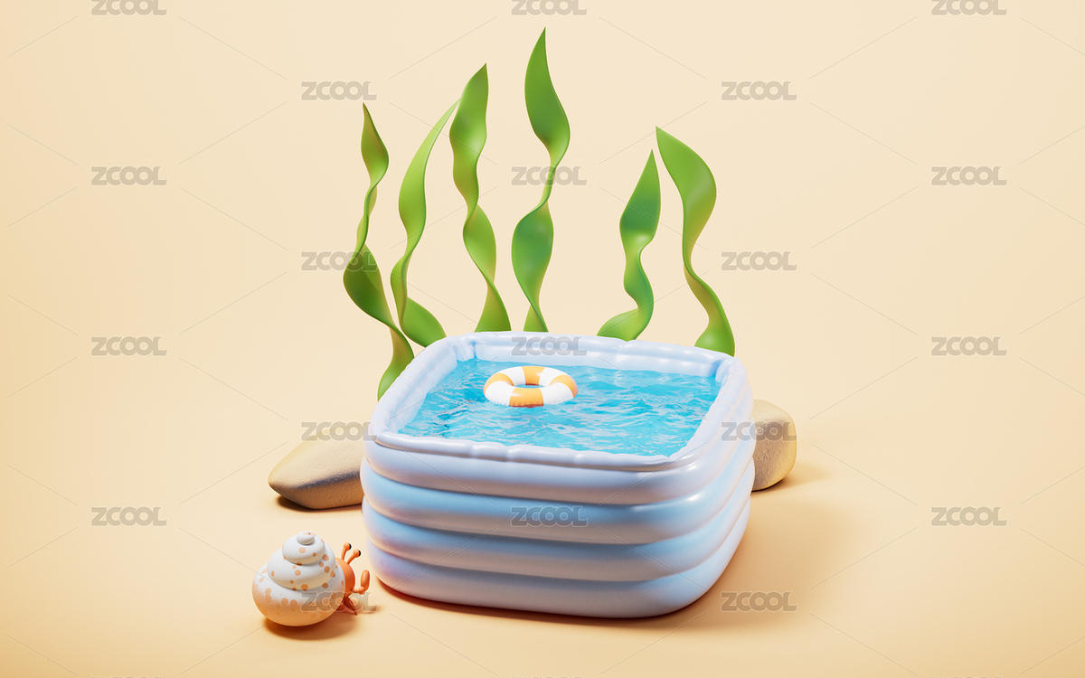 卡通风格海滩游泳池三维渲染（主预览-9615813） - 未分类 - 站酷设计师VinkFan原创素材 - 站酷ZCOOL