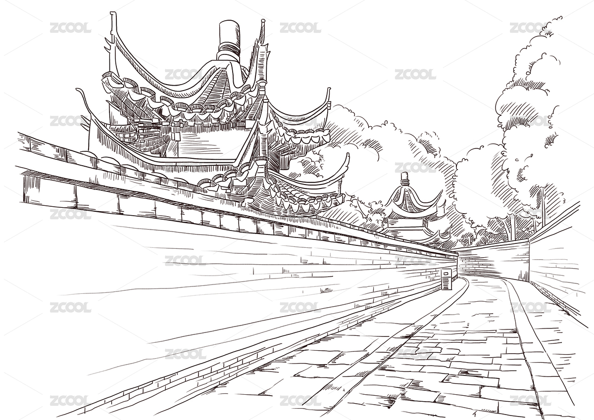 鎮(zhèn)江府速寫（主預(yù)覽-1085914） - 未分類 - 站酷設(shè)計師十一的雜貨鋪原創(chuàng)素材 - 站酷ZCOOL