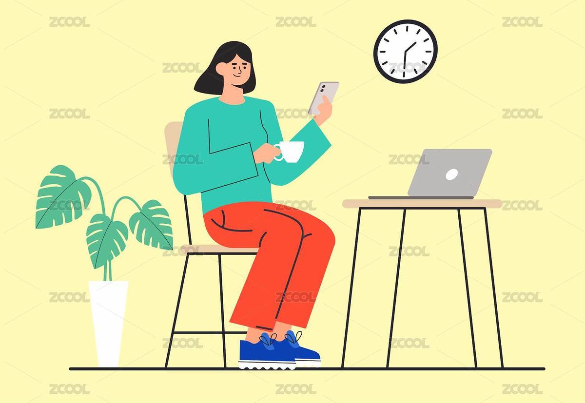 下午茶喝咖啡看手機(jī)的女性人物矢量插畫（主預(yù)覽-8185119） - 未分類 - 站酷設(shè)計師25yong原創(chuàng)素材 - 站酷ZCOOL