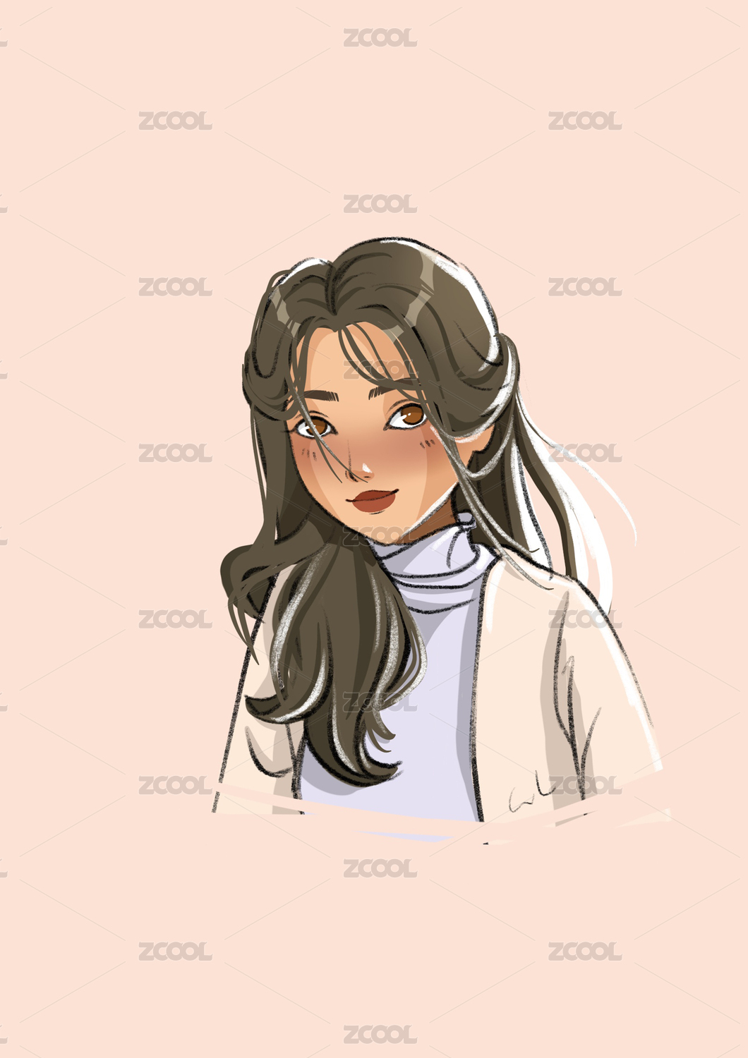 美丽的女性人物动漫插画