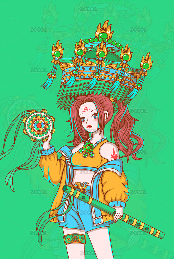 敦煌少女寶藏文化矢量插畫(huà)（主預(yù)覽-2188616） - 未分類 - 站酷設(shè)計(jì)師昊宸原創(chuàng)素材 - 站酷ZCOOL