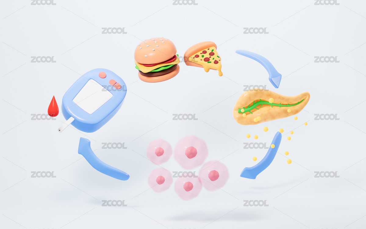 飲食與胰島素分泌胰島素抵抗概念圖3D（主預覽-7532303） - 未分類 - 站酷設計師TinaJi0718原創(chuàng)素材 - 站酷ZCOOL