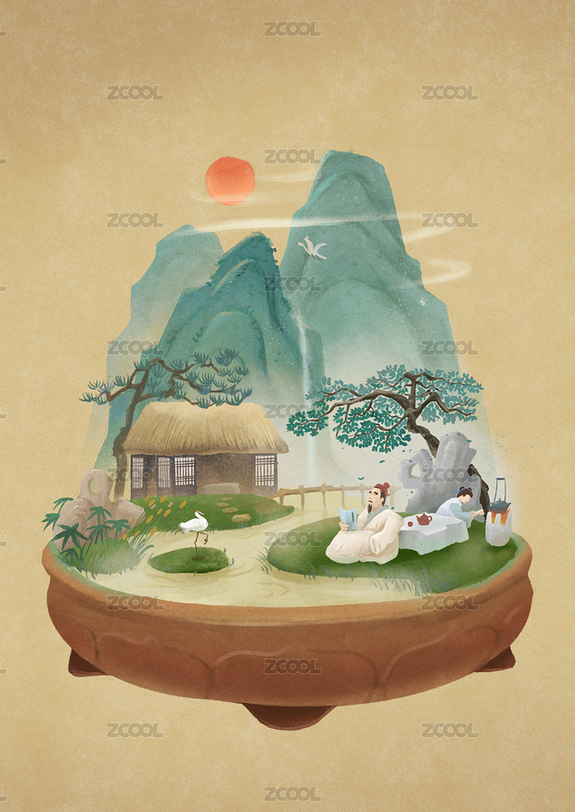 诗人住在山中吟诗作赋（主预览-5766843） - 未分类 - 站酷设计师wujingaga原创素材 - 站酷ZCOOL