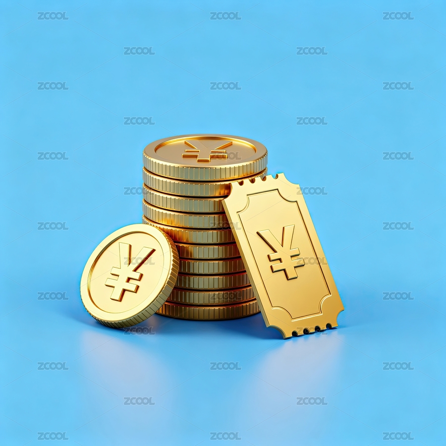 金色硬幣與票券象征財富（主預覽-13029841） - 未分類 - 站酷設計師奶狐貍格格原創(chuàng)素材 - 站酷ZCOOL