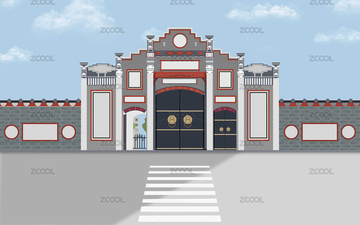 古典宏偉的大門校門（主預(yù)覽-8845429） - 未分類 - 站酷設(shè)計(jì)師哈嘍哈反射弧YT原創(chuàng)素材 - 站酷ZCOOL