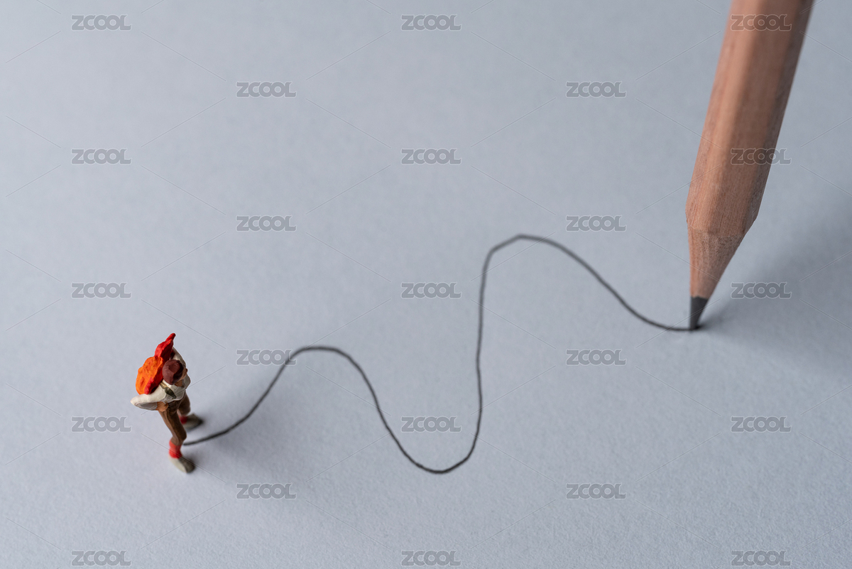 沿著引導(dǎo)線背包前行的人微縮創(chuàng)意（主預(yù)覽-2826461） - 未分類 - 站酷設(shè)計師白乃原創(chuàng)素材 - 站酷ZCOOL