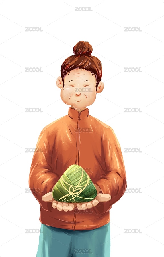 老奶奶手捧著粽子美食插畫（主預覽-5507600） - 未分類 - 站酷設計師粘鍋原創(chuàng)素材 - 站酷ZCOOL