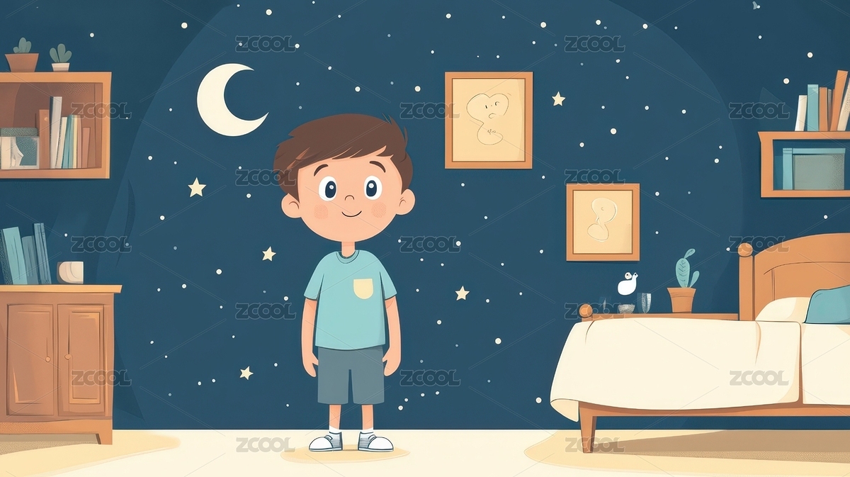 小男孩在星空房間內(nèi)（主預(yù)覽-9451558） - 未分類 - 站酷設(shè)計(jì)師云眸視覺(jué)原創(chuàng)素材 - 站酷ZCOOL