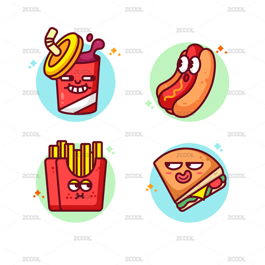 可樂、熱狗、薯條、披散等擬人圖標(biāo)（主預(yù)覽-5320958） - 未分類 - 站酷設(shè)計師SA九五二七原創(chuàng)素材 - 站酷ZCOOL