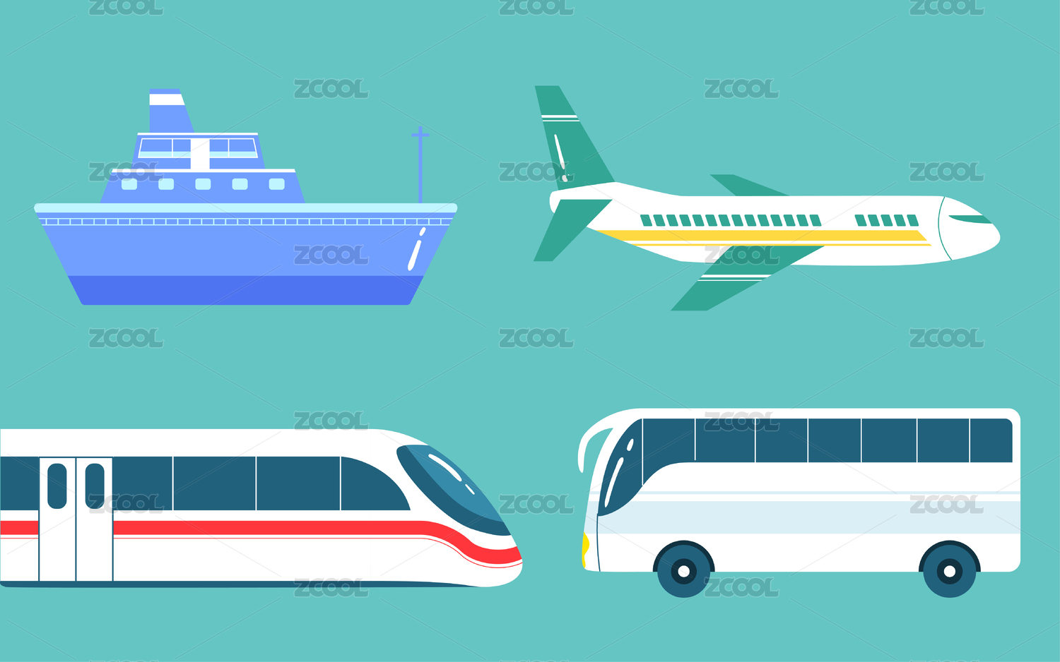 国庆假日出发旅游插画交通工具春运回家海报
