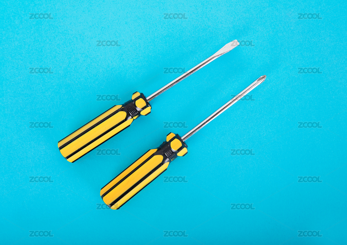 俯视蓝色背景上两个改锥工具（主预览-7701347） - 未分类 - 站酷设计师小羽怪原创素材 - 站酷ZCOOL