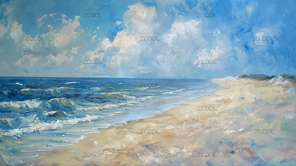 海灘風(fēng)景油畫（主預(yù)覽-4353230） - 未分類 - 站酷設(shè)計(jì)師陳三生原創(chuàng)素材 - 站酷ZCOOL