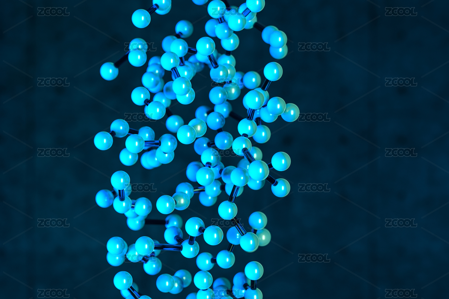 生物与基因线条，微观视角，三维渲染