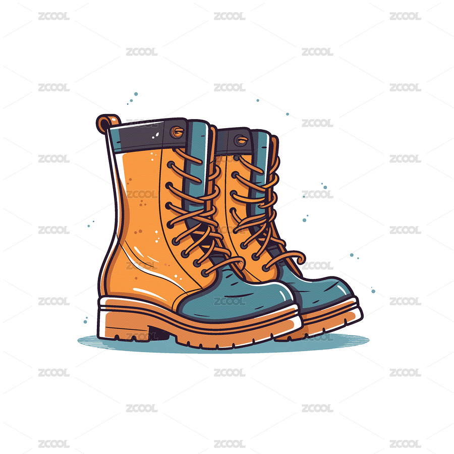 一雙卡通橙色和藍(lán)色工裝靴（主預(yù)覽-12521133） - 未分類 - 站酷設(shè)計師新傳統(tǒng)素材原創(chuàng)素材 - 站酷ZCOOL