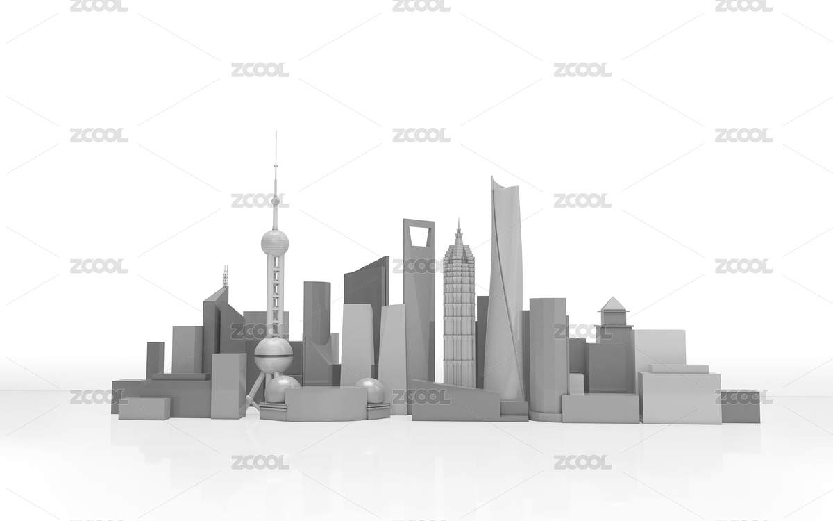 三維灰色正面抽象上海城市天際線高級(jí)感背景（主預(yù)覽-7926542） - 未分類 - 站酷設(shè)計(jì)師米蘭的打鐵鋪原創(chuàng)素材 - 站酷ZCOOL