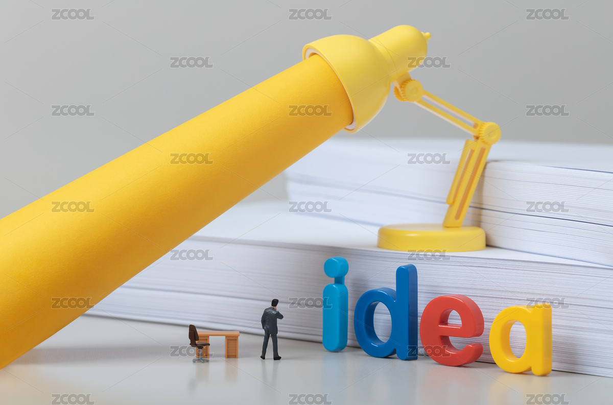 微缩创意黄色台灯下寻找灵感创意的人（主预览-3157985） - 未分类 - 站酷设计师黑白凑原创素材 - 站酷ZCOOL