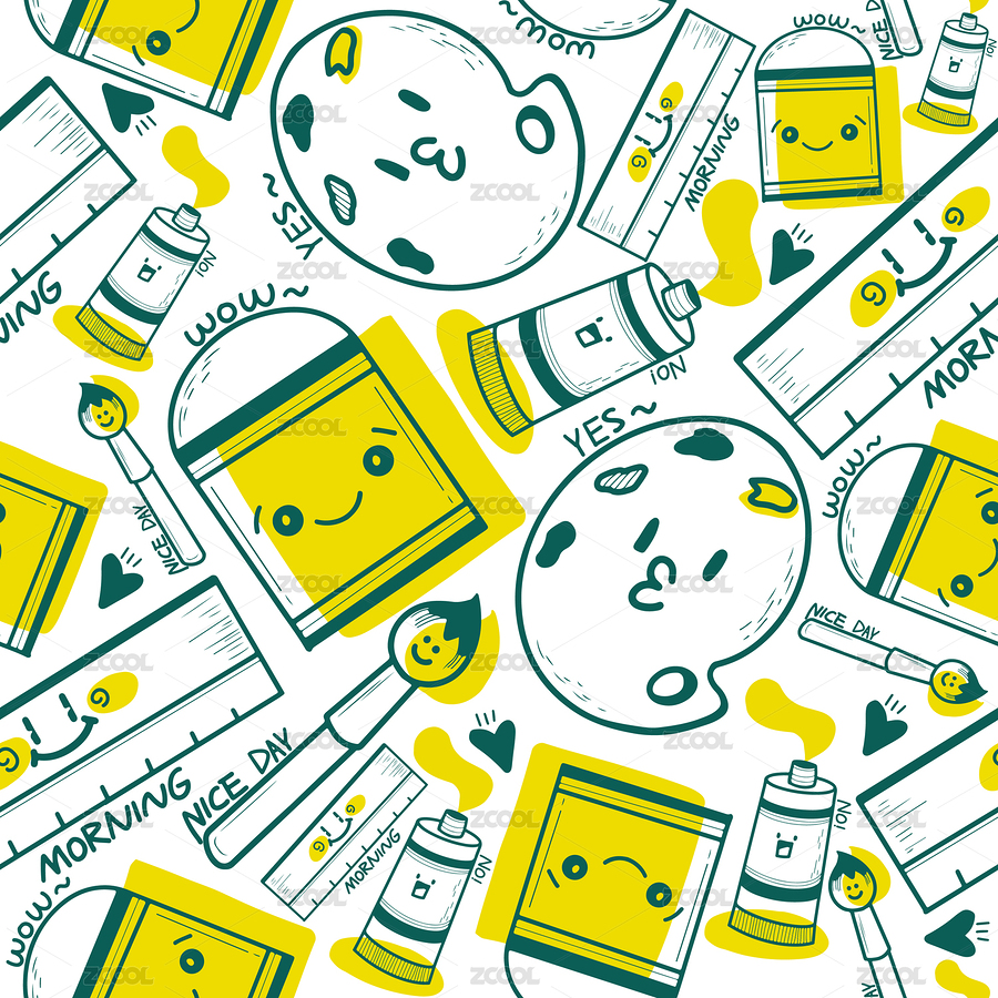 平铺无缝文具图案（主预览-7881336） - 未分类 - 站酷设计师葱葱芽原创素材 - 站酷ZCOOL