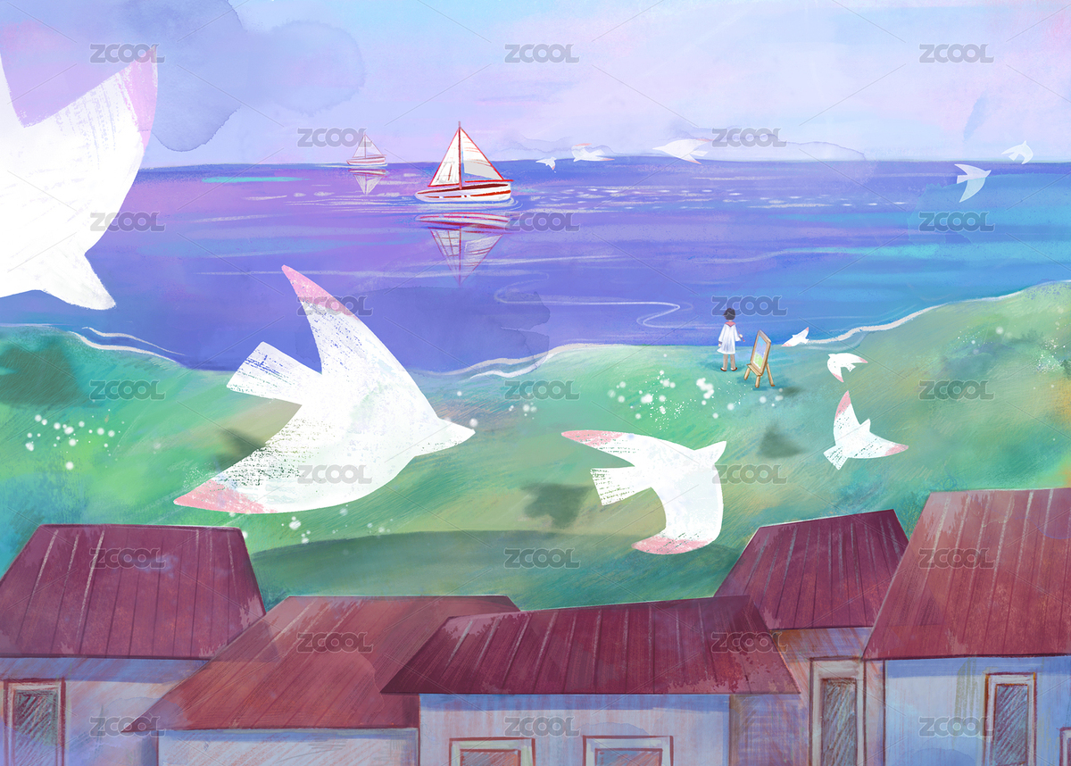風(fēng)景插畫（主預(yù)覽-1378341） - 未分類 - 站酷設(shè)計(jì)師子不語x原創(chuàng)素材 - 站酷ZCOOL