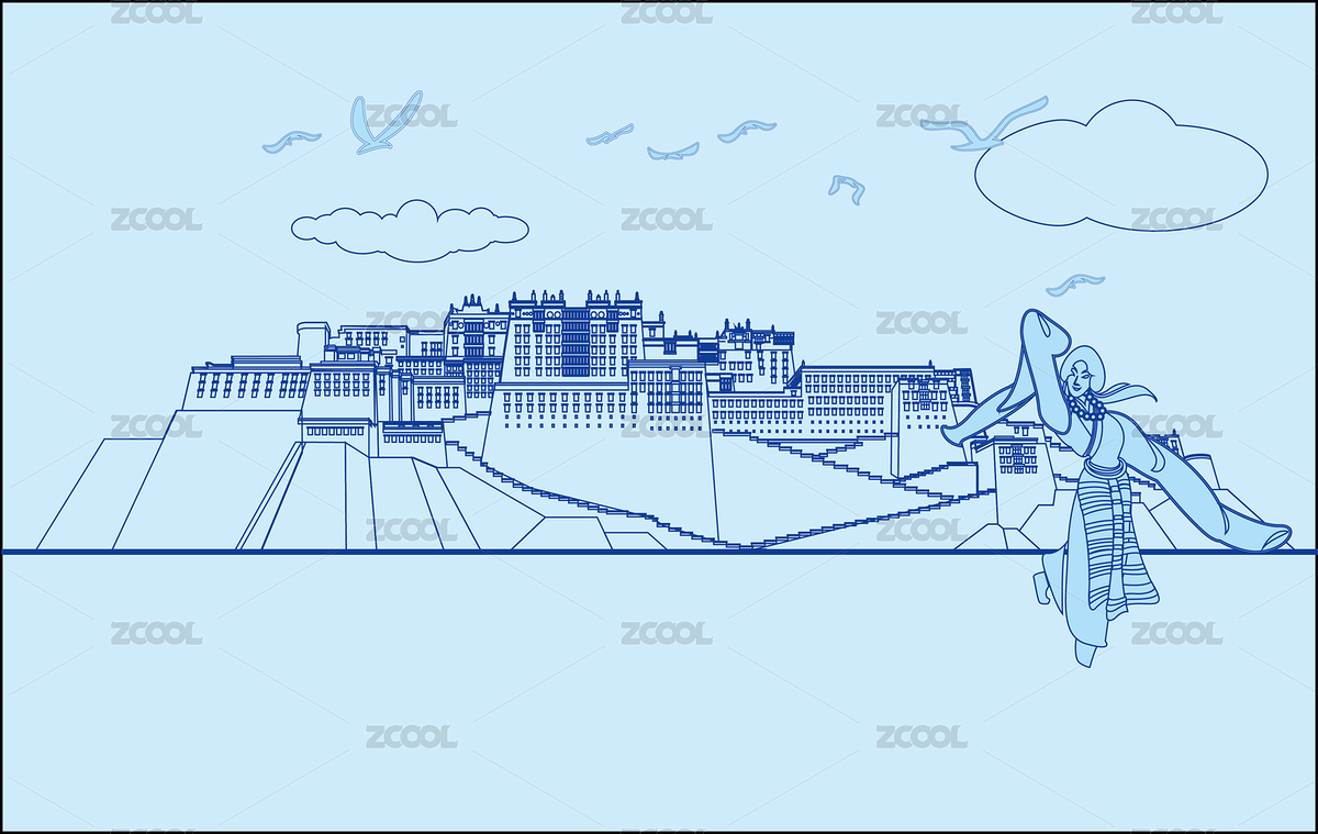 西藏布达拉宫插画设计（主预览-2846006） - 未分类 - 站酷设计师象形字SEEN原创素材 - 站酷ZCOOL