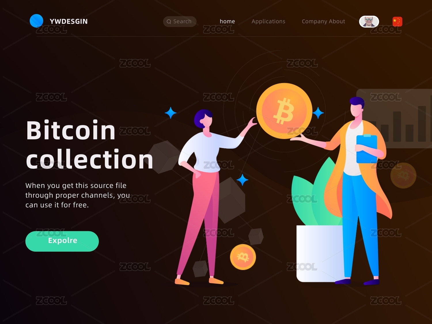 Technology Finance Banking Token Bitcoin CWV Frisbee Trends Gradient Characters Vector Illustration.jpg