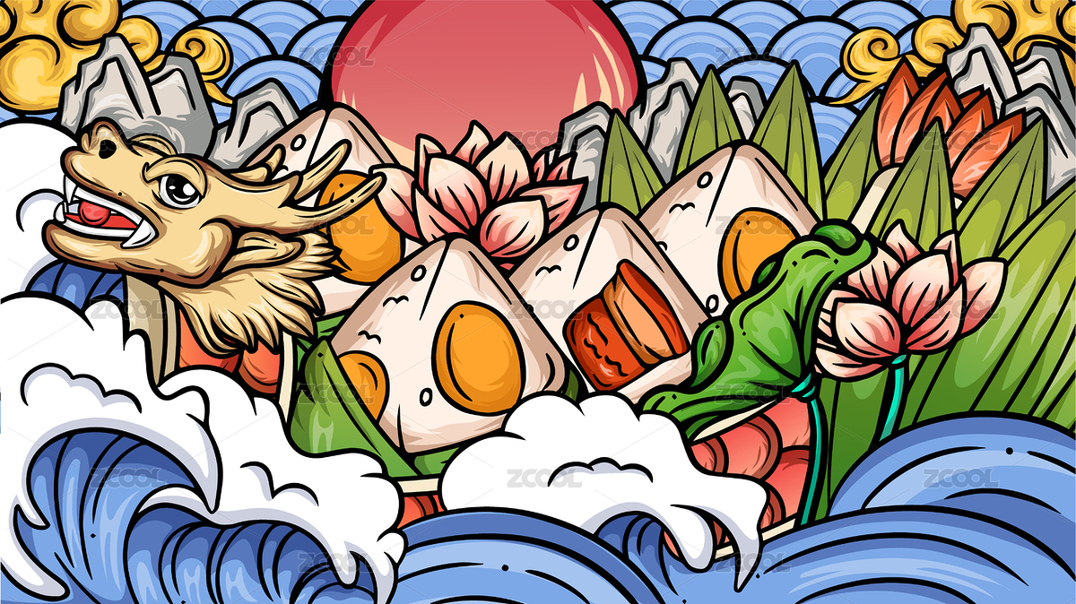 端午节在海水里载着肉粽子和蛋黄粽子赛龙舟（主预览-7948216） - 未分类 - 站酷设计师Zerodrop原创素材 - 站酷ZCOOL