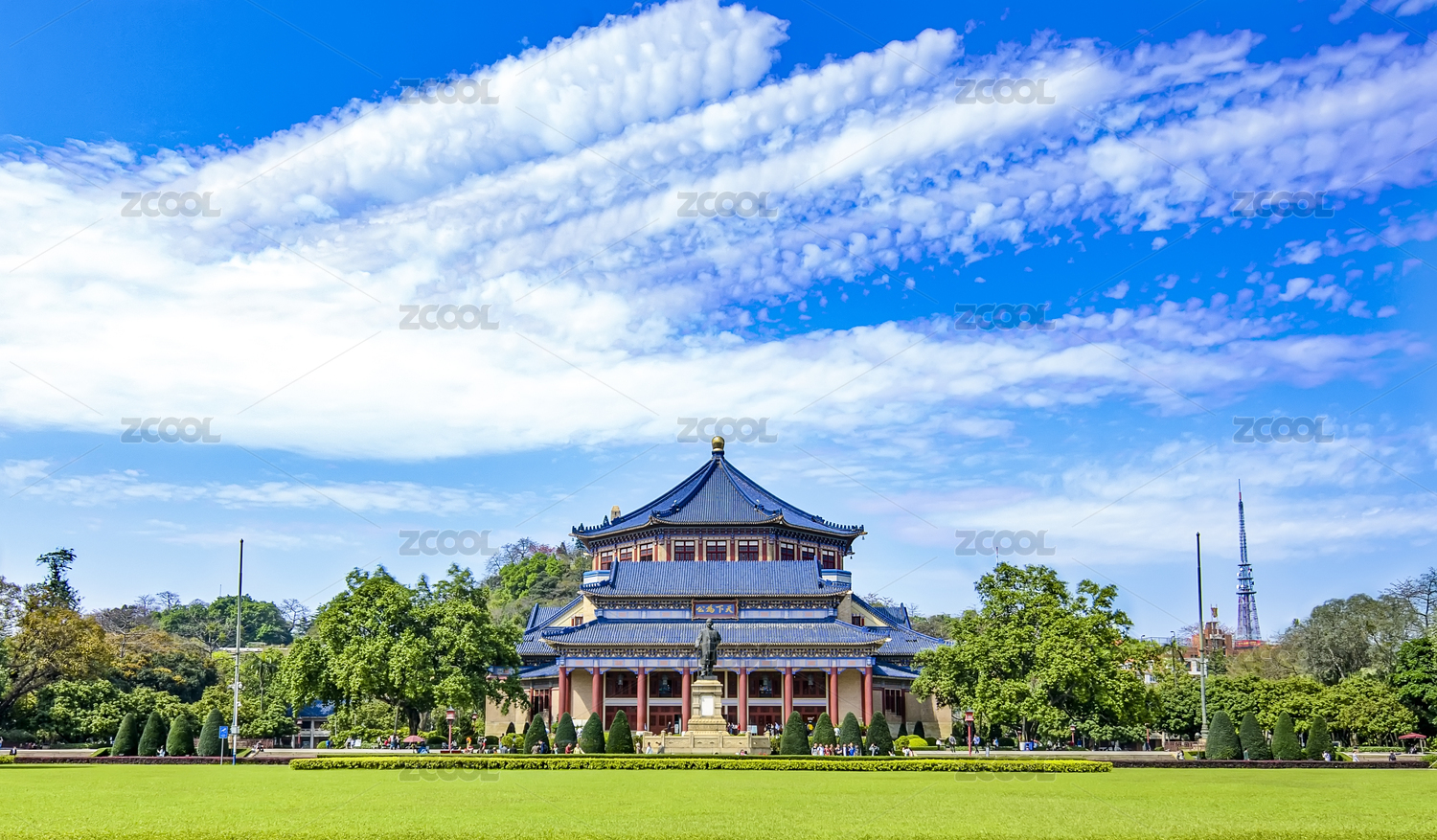 China Zhongshan Memorial Hall landmark building city scenery
