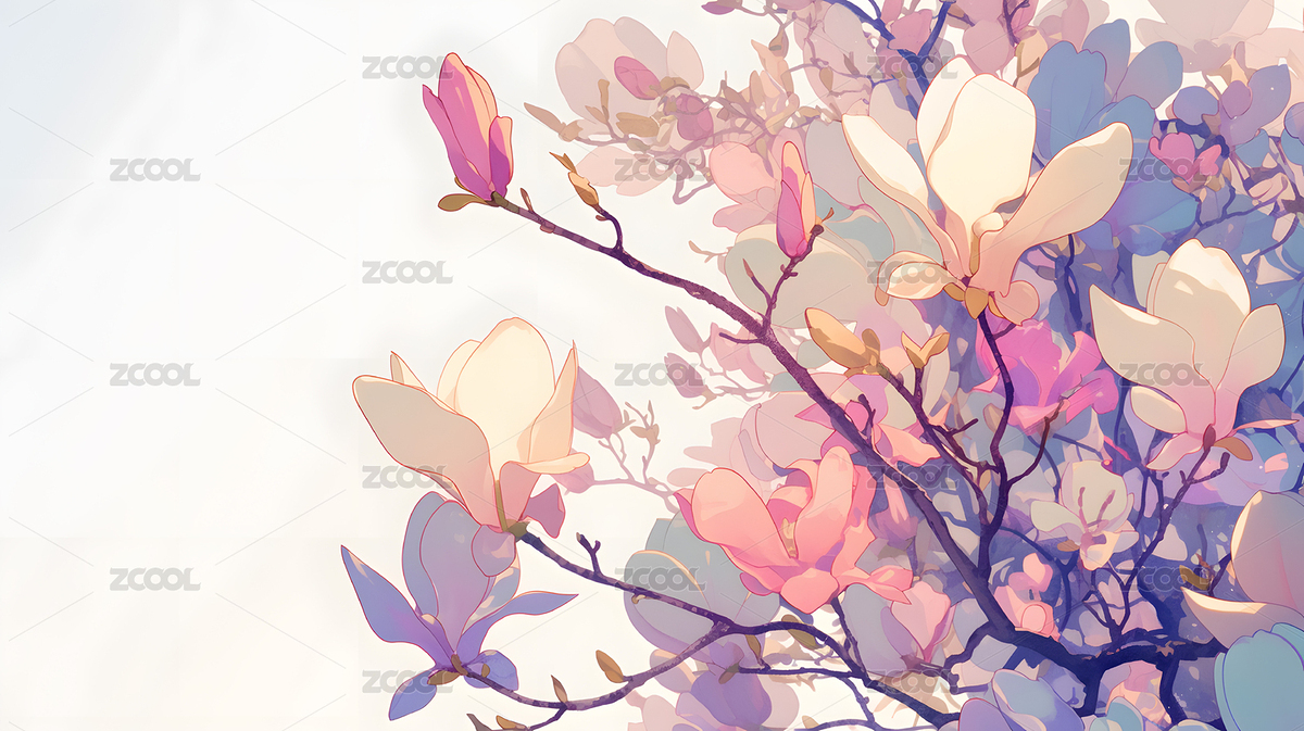 優(yōu)雅的藍灰色玉蘭花枝高清壁紙（主預覽-9568215） - 未分類 - 站酷設計師光繪未來原創(chuàng)素材 - 站酷ZCOOL