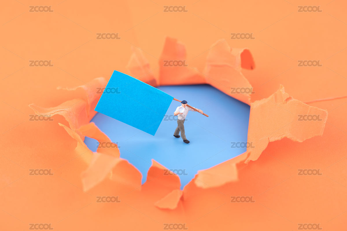 微縮創(chuàng)意破開的紙洞舉牌的人（主預(yù)覽-5247637） - 未分類 - 站酷設(shè)計師小羽怪原創(chuàng)素材 - 站酷ZCOOL