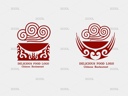 中国古典 火锅 祥云 青铜图案图腾 手绘线稿剪影 标志logo素材 餐饮
