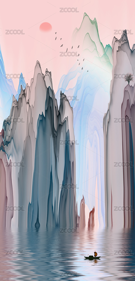 玄关竖幅水墨山水装饰画（主预览-4069320） - 未分类 - 站酷设计师北国小馒头原创素材 - 站酷ZCOOL
